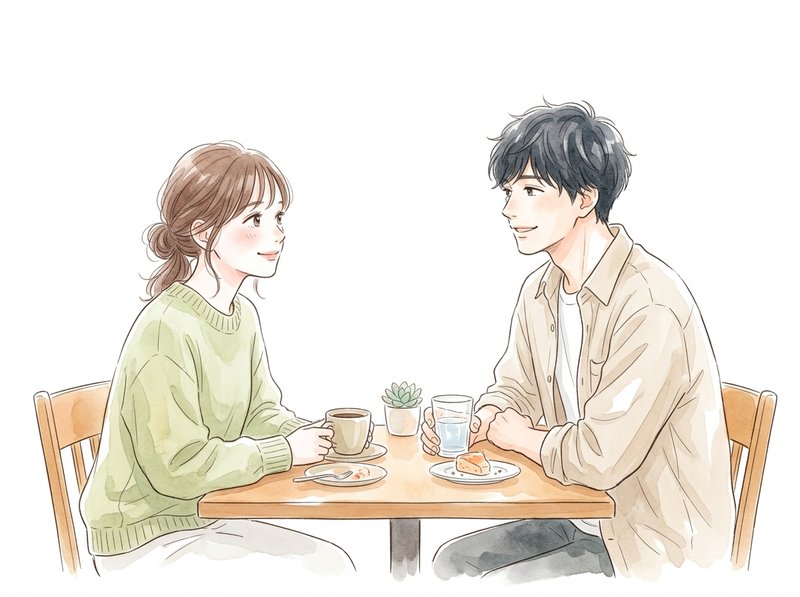 焦らず、目の前の相手とゆっくり向き合って対話する二人